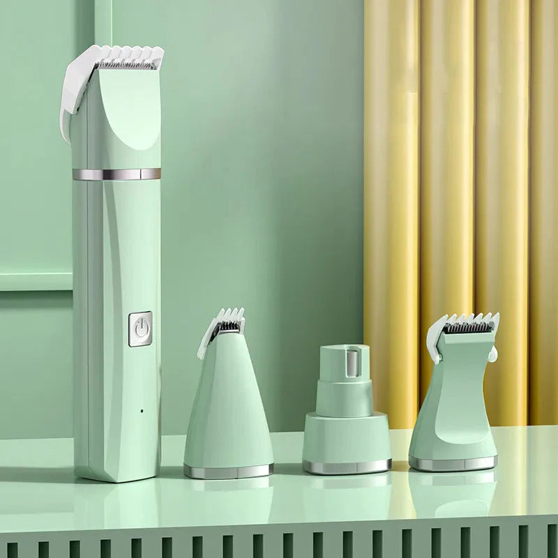 Kit de toilettage électrique 4 en 1 pour animaux - Tondeuse, ciseaux, meuleuse à ongles pour chats et chiens