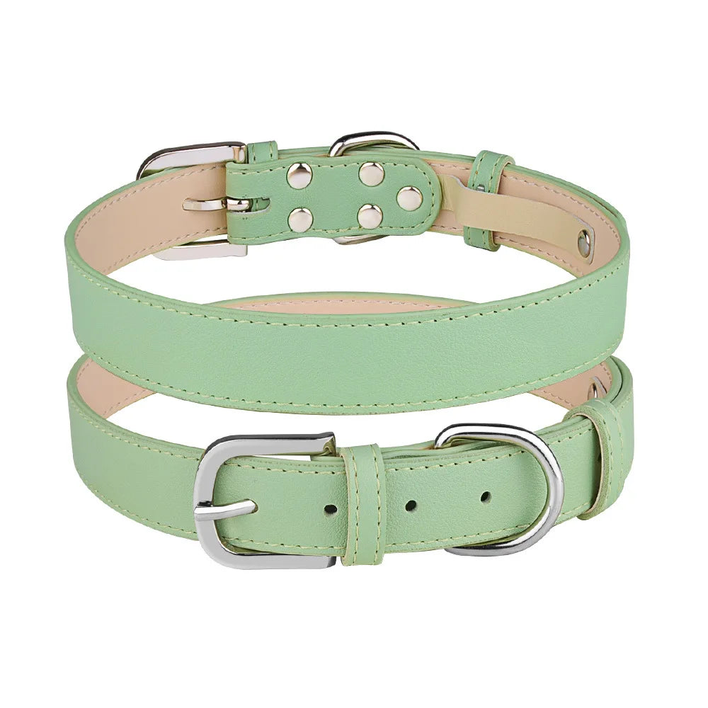 Affordable Comfort Dog Cat PU Leather Collar Adjustable Pet Accessories for Small Dogs Puppy Mascotas Supplies Collier Chien